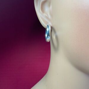 SU Sterling Silver Hoop Earrings. 7/8 inch diameter